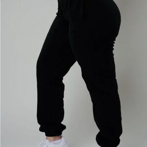 Black Relaxed Fit Track Pants with Tapered Ankle